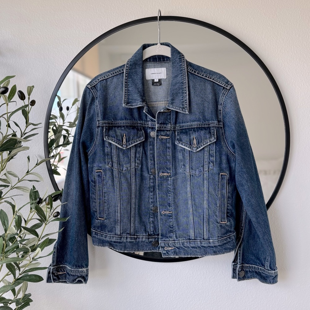 Current/Elliott Baby Trucker Classic Blue Denim Jacket, Women’s 3
